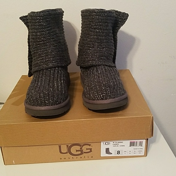 UGG Shoes - Uggs Charcoal Classic Cardy Sweater Boot